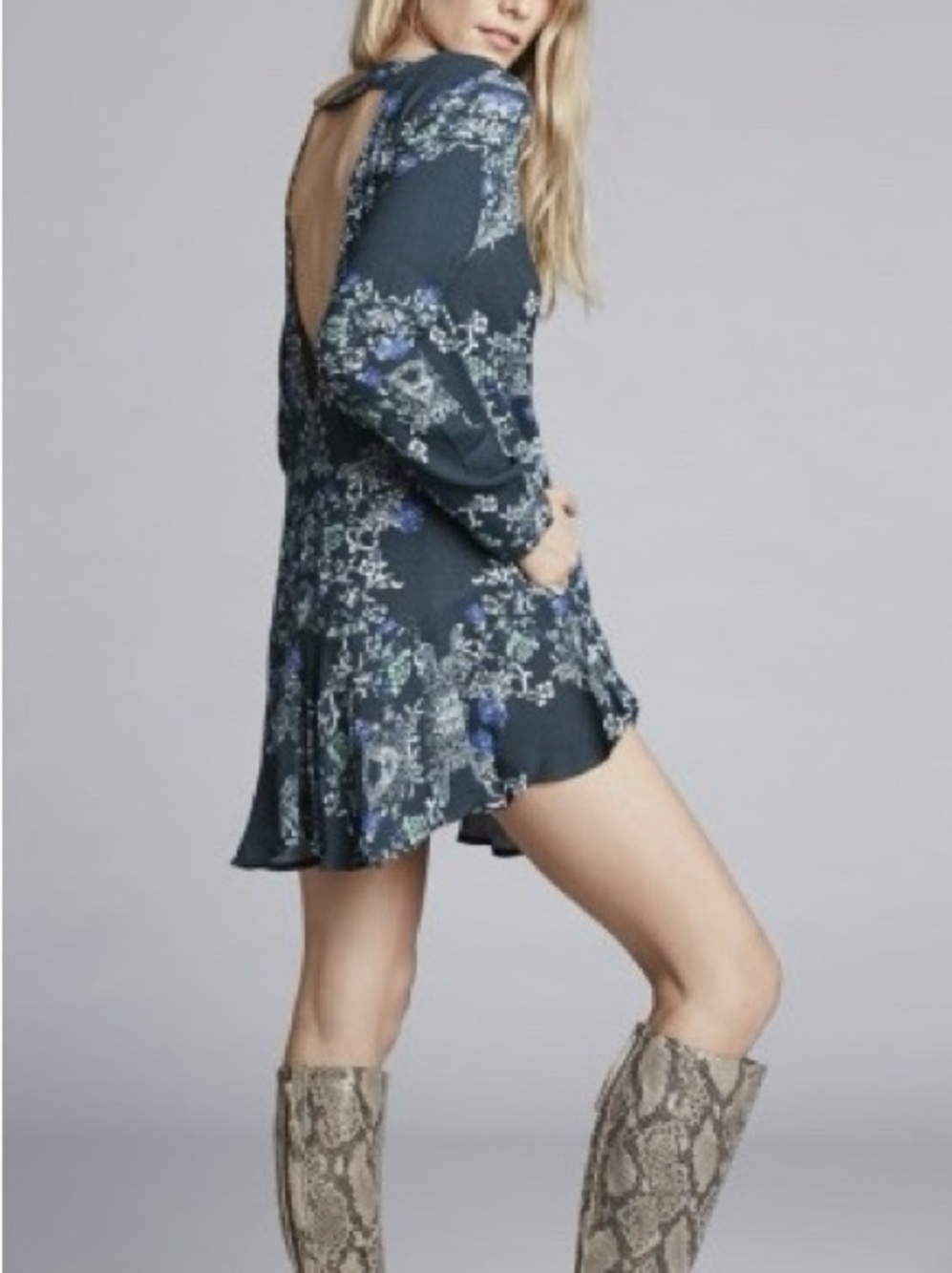 Free People "Smooth Talker" Tunic Swing Mini Dress Medium Boho Floral - Picture 5 of 11